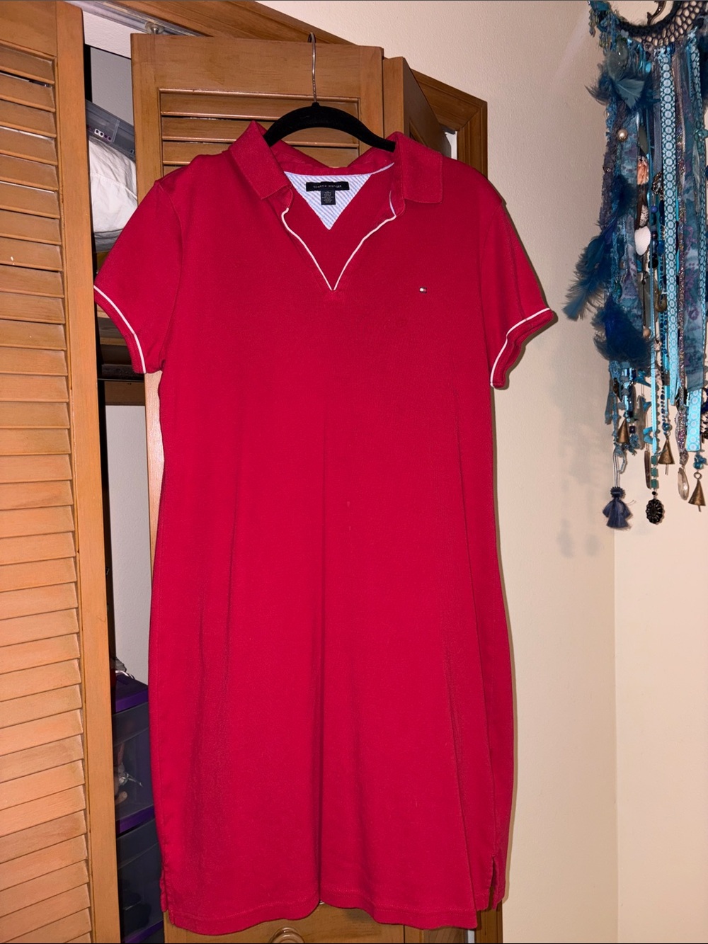 Tommy Hilfiger red collared cotton dress